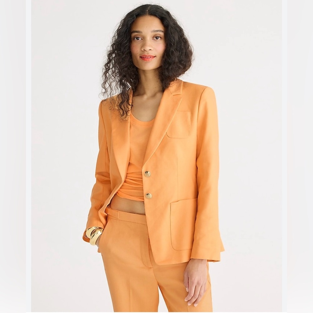 NWT J. Crew Orange Helena Blazer in Stretch Linen Blend